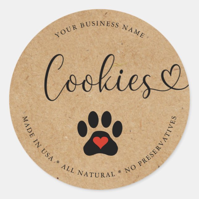 Natural Gourmet Rustic Dog Cookies  Classic Round Sticker (Front)