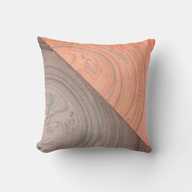 Natural Grain Peach Brown Fog Throw Pillow (Front)