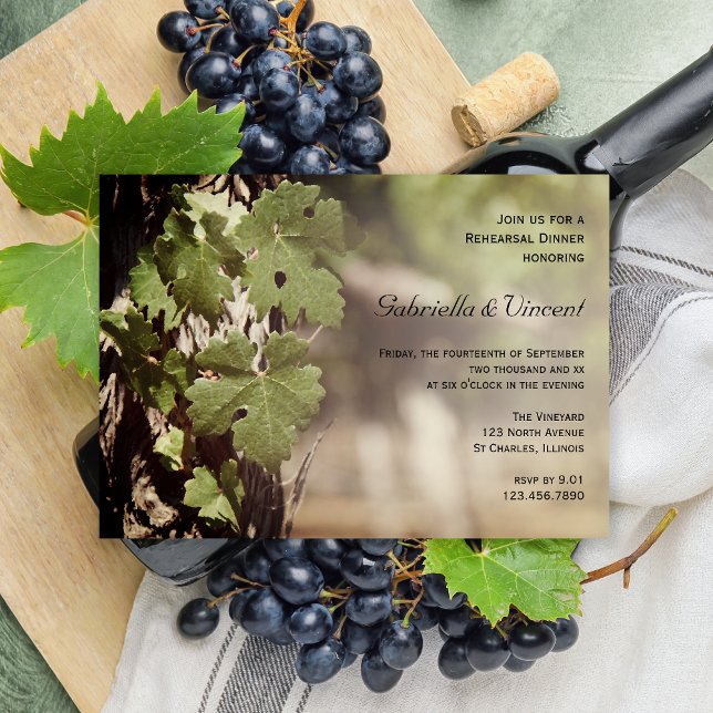 Natural Grape Leaves Vineyard Rehearsal Dinner Invitation (Creator Uploaded)
