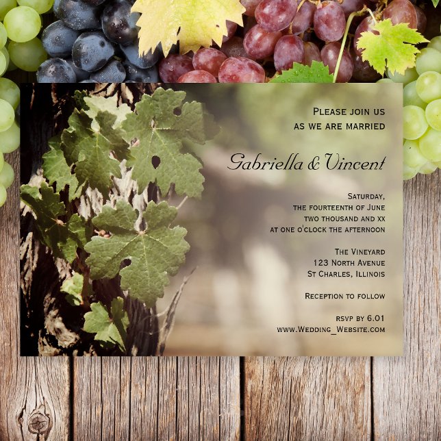 Natural Grape Leaves Vineyard Wedding Invitation (Creator Uploaded)