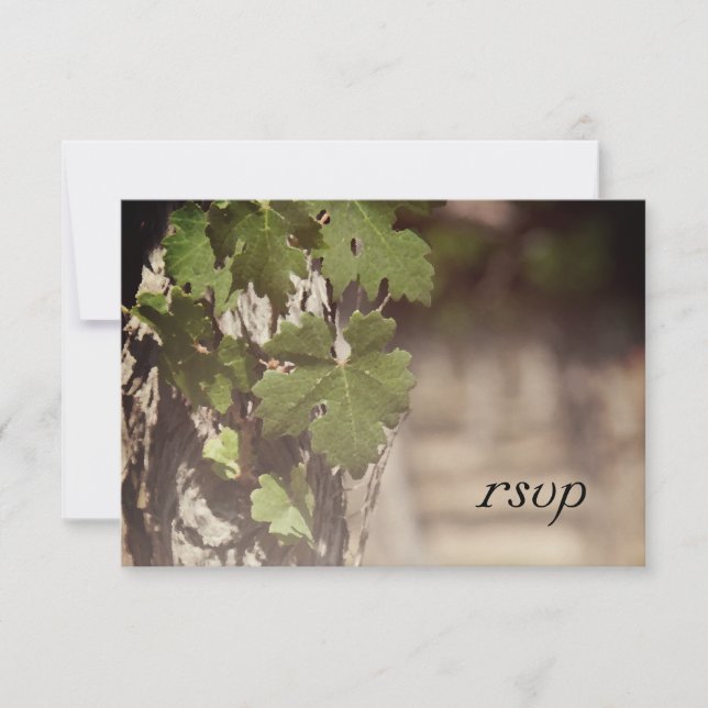 Natural Grape Leaves Vineyard Wedding RSVP Card (Front)