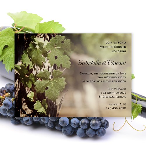 Natural Grape Leaves Vineyard Wedding Shower Invitation