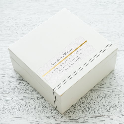 Natural Gray Paper Kraft White New Adress RSVP Label