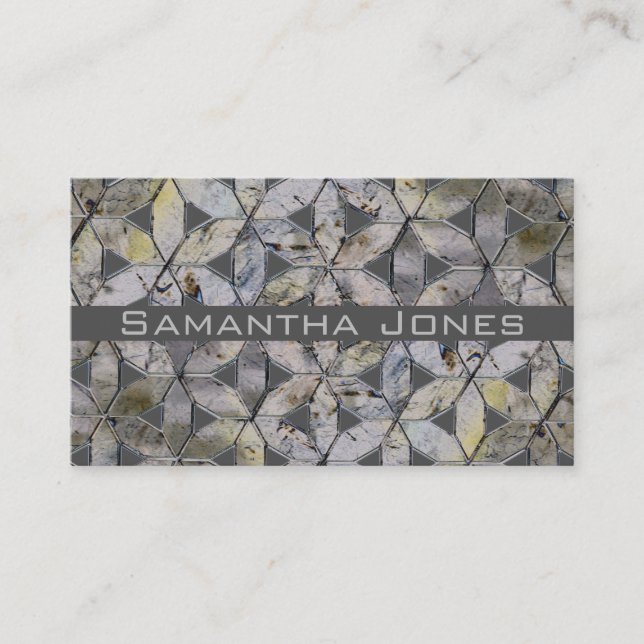Natural Gray Stone Mosaic, flower of life Business Card (Front)