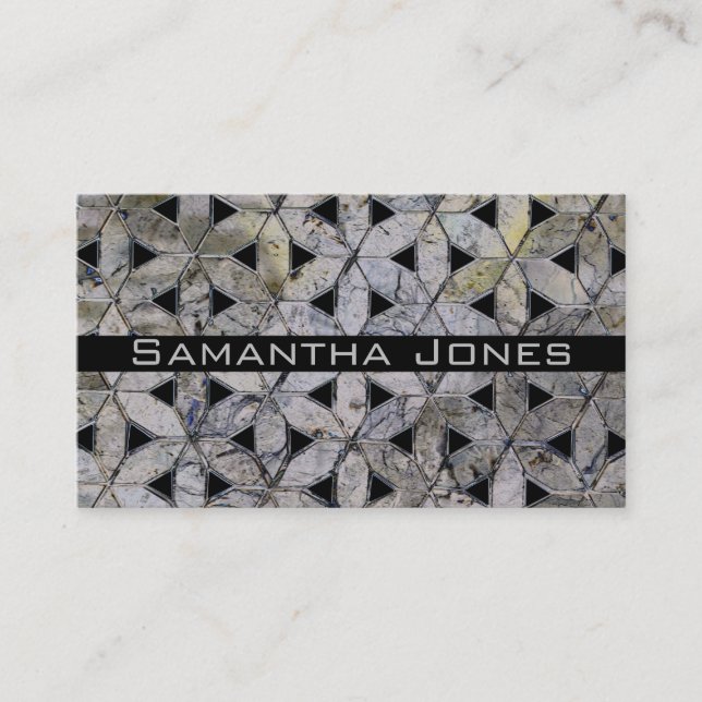 Natural Gray Stone Mosaic, flower of life Business Card (Front)