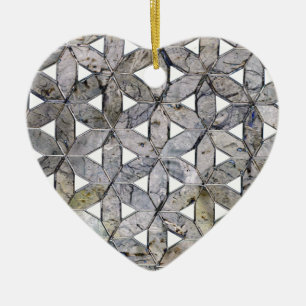 Natural Gray Stone Mosaic, flower of life Ceramic Ornament