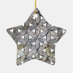 Natural Gray Stone Mosaic, flower of life Ceramic Ornament
