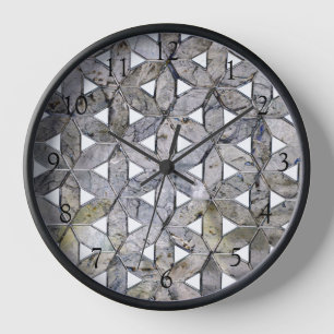 Natural Gray Stone Mosaic, flower of life Clock