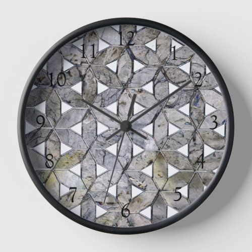 Natural Gray Stone Mosaic flower of life Clock