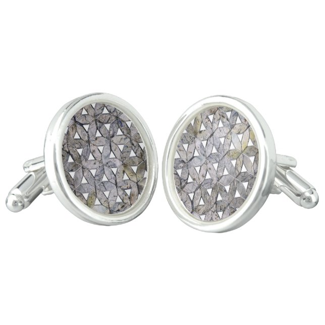 Natural Gray Stone Mosaic, flower of life Cufflinks (Angled)