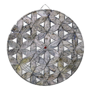 Natural Gray Stone Mosaic, flower of life Dartboard With Darts