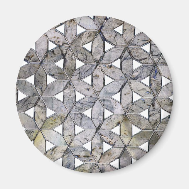 Natural Gray Stone Mosaic, flower of life Magnet (Front)