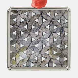 Natural Gray Stone Mosaic, flower of life Metal Ornament
