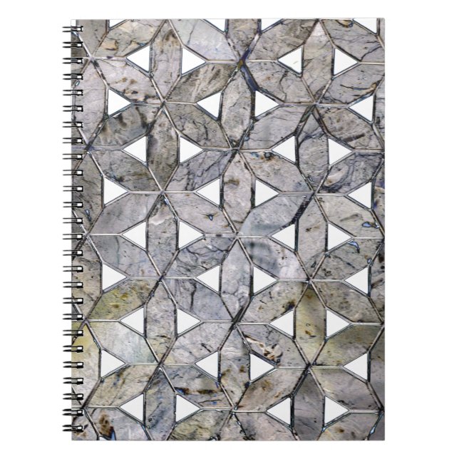 Natural Gray Stone Mosaic, flower of life Notebook (Front)