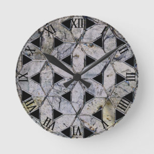 Natural Gray Stone Mosaic, flower of life Round Clock