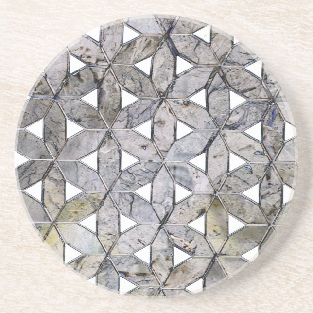 Natural Gray Stone Mosaic, flower of life Sandstone Coaster (Front)