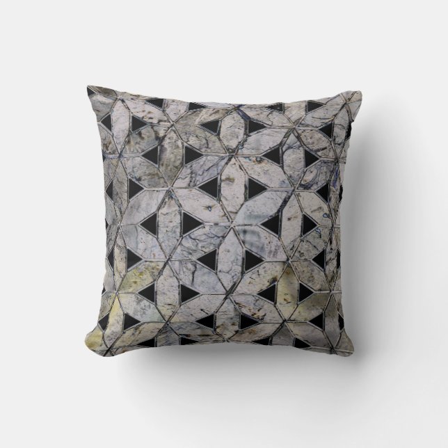 Natural Gray Stone Mosaic, flower of life Throw Pillow (Front)