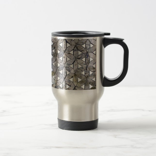 Natural Gray Stone Mosaic, flower of life Travel Mug (Right)