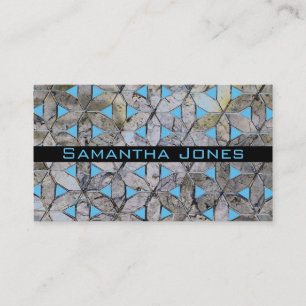 Natural Gray Stone Mosaic pattern flower of life Business Card