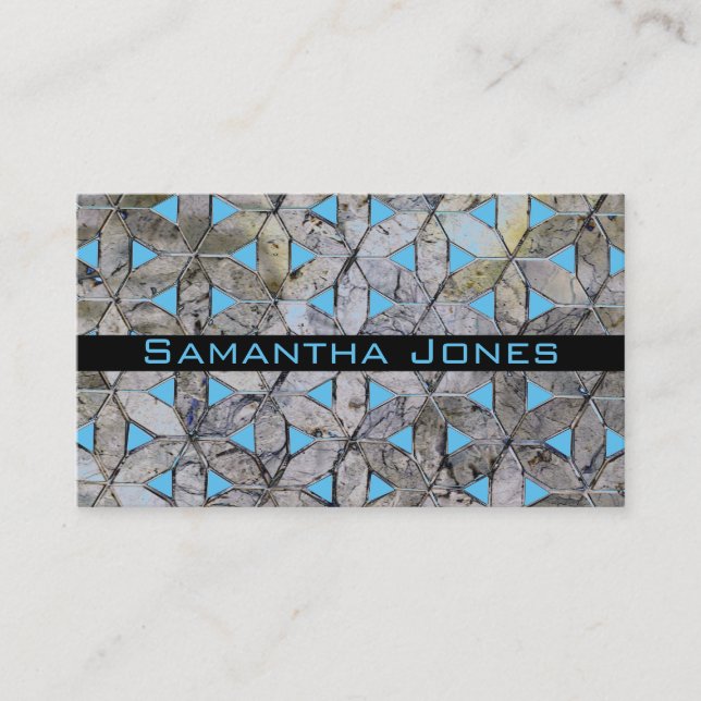 Natural Gray Stone Mosaic pattern flower of life Business Card (Front)