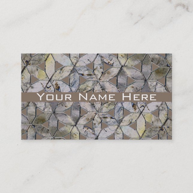 Natural Gray Stone Mosaic pattern flower of life Business Card (Front)