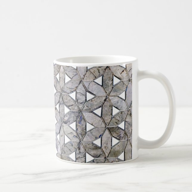 Natural Gray Stone Mosaic pattern flower of life Coffee Mug (Right)