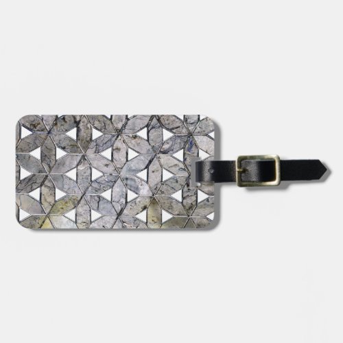 Natural Gray Stone Mosaic pattern flower of life Luggage Tag