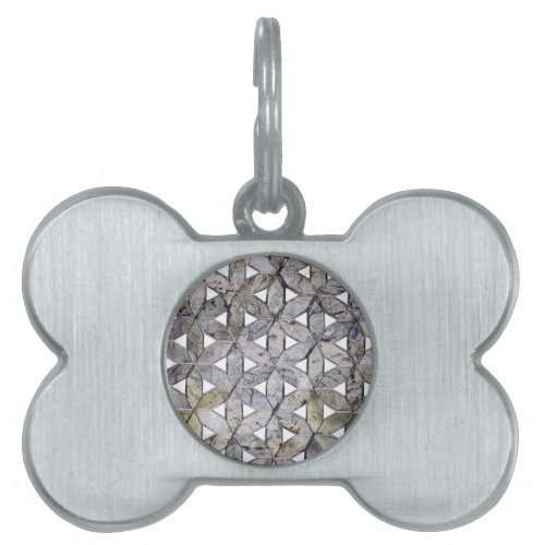 Natural Gray Stone Mosaic pattern flower of life Pet Name Tag