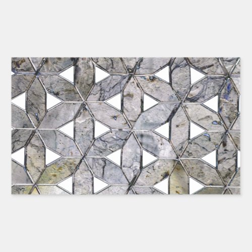 Natural Gray Stone Mosaic pattern flower of life Rectangular Sticker