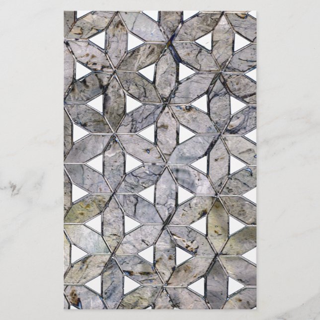Natural Gray Stone Mosaic pattern flower of life Stationery (Front)