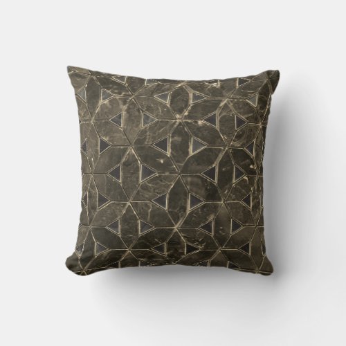 Natural Gray Stone Mosaic pattern flower of life Throw Pillow