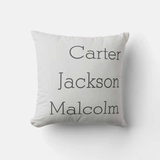 Natural Gray Three Kids Names Personalized Family Throw Pillow (Front)