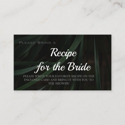 Natural Green Bridal Shower Recipe Request Card