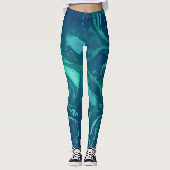 Natural Green Emerald Marble Leggings (Front)