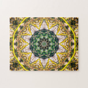 Natural green kaleidoscopic mandala jigsaw puzzle