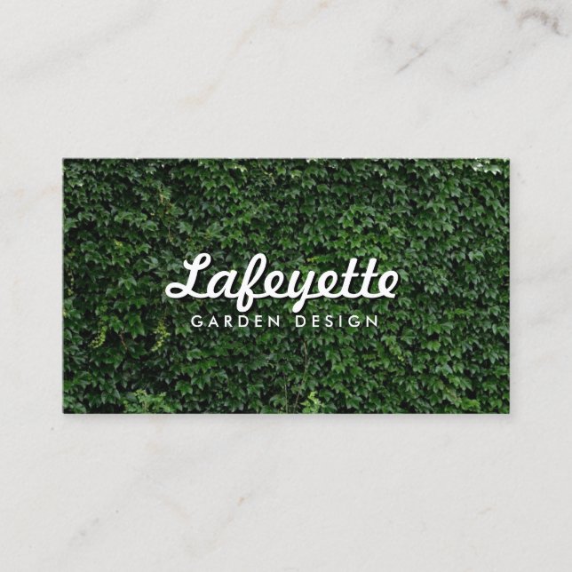 Natural Green Leaf Wall Eco-Friendly Garden Design Business Card (Front)