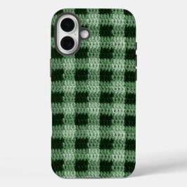 Natural Green Plaid Artisan Crochet Print Tough iPhone 16 Plus Case