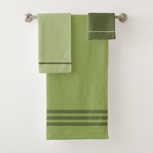 Natural Green Solid Plain Colors Bath Towel Set