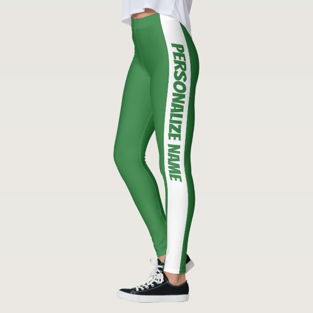 Natural Green Watercolor PERSONALIZE  Leggings (Left)