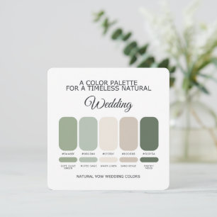 Natural Green Wedding Color Palette Card