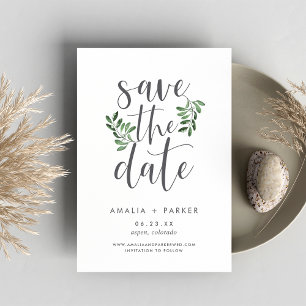 Natural Greenery Modern Botanical Save The Date