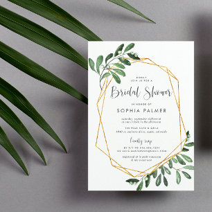 Natural Greenery Watercolor Bridal Shower Invitation