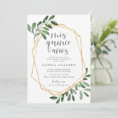 Natural Greenery | Watercolor Quinceanera Invitation (Standing Front)