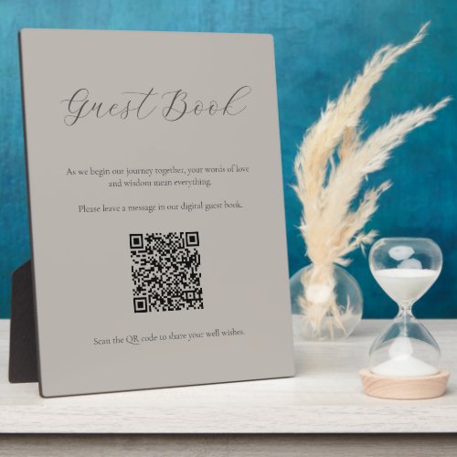 Natural Guest Book Sign with QR Code Plaque
