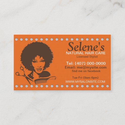 Customizable Natural Hair African American Salon Business Card