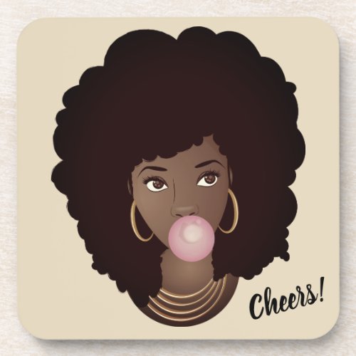 Natural Hair Beauty Popping Pink Bubblegum Coaster