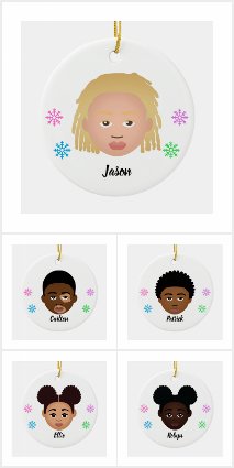Natural Hair Holiday Christmas Ornaments