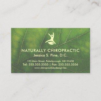 Natural Health Leaf Office Hours Chiropractor Business Card by chiropracticbydesign at Zazzle