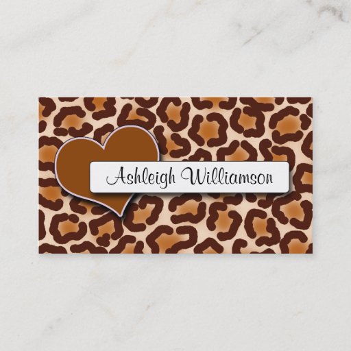 Customizable Natural Heart Leopard Print Appointment Cards Business Card Template
