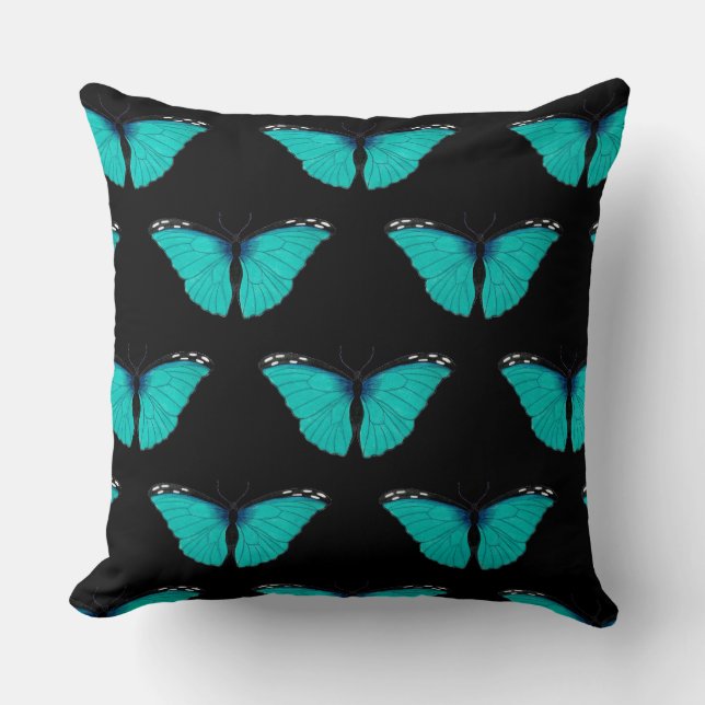 Natural History Blue Butterfly  Throw Pillow (Front)